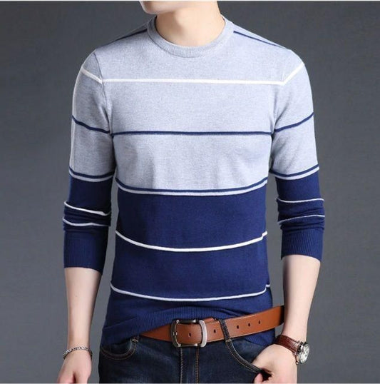 Cotton Blend Stripe Full Sleeves T-Shirts