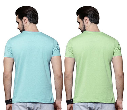 Cotton Solid Half Sleeves Mens Round Neck T-Shirt Pack Of 2